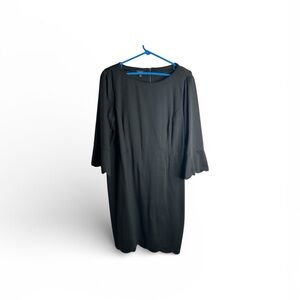 Talbots Women’s Size 16 Bell Sleeve Knee Length Dress Black Career Wear 4252